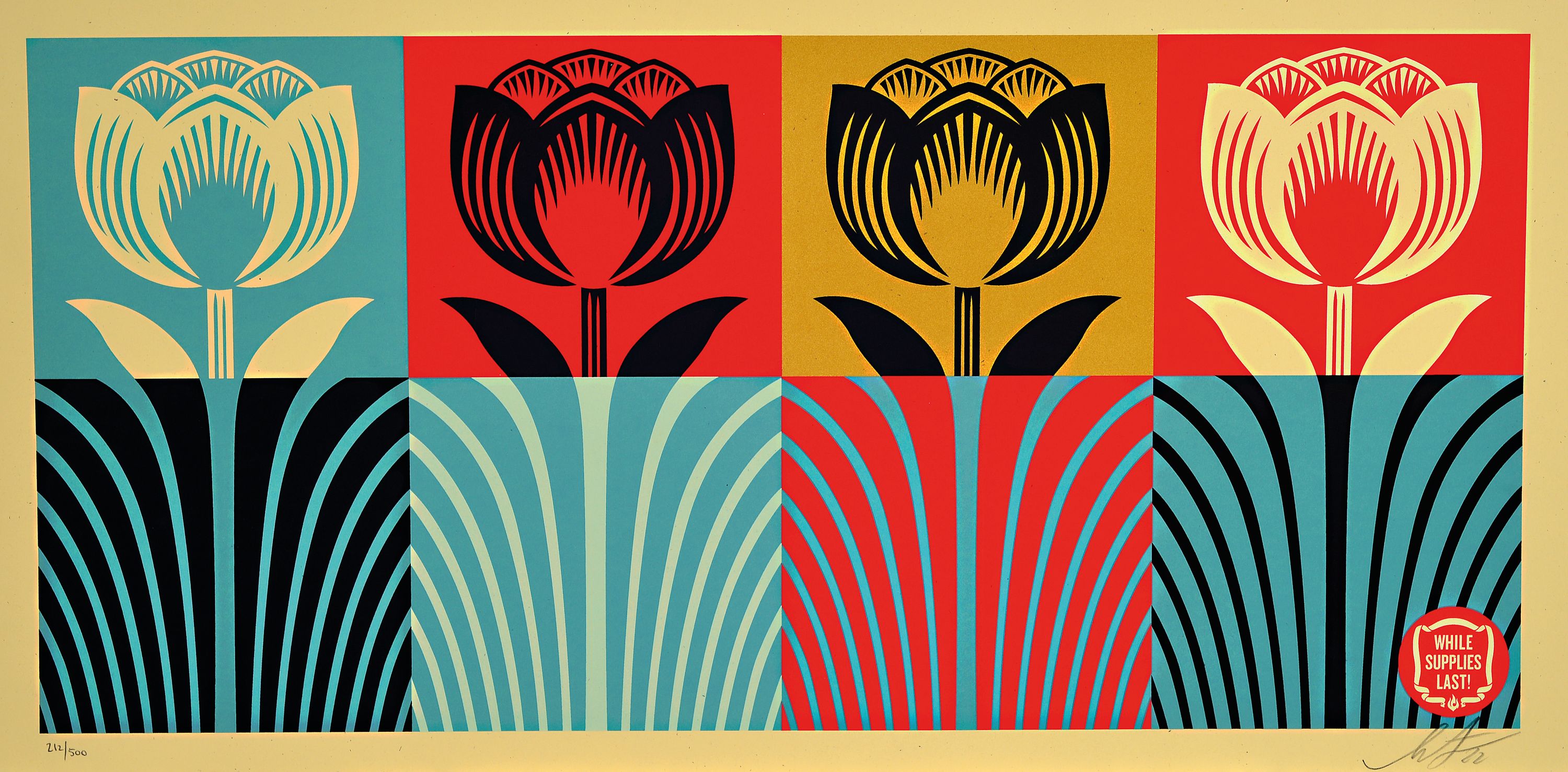 Image 27104556 - Shepard Fairey, geb. 1970 Charleston, Flowers, Farbsiebdruck, handsign. und num. ...
