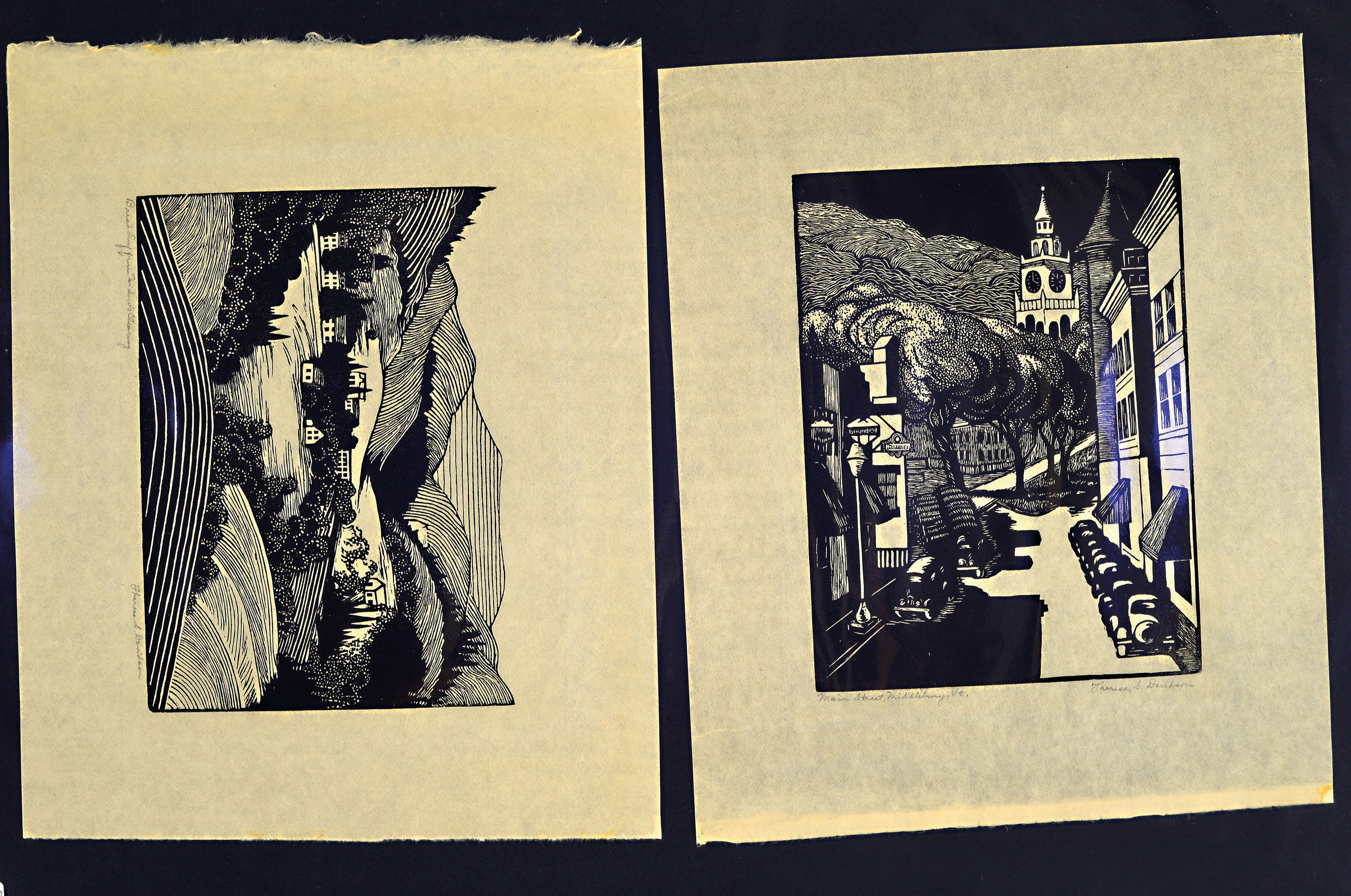 Image 27104572 - Theresa Davidson, 1893-1986, 2 Holzschnitte,beide handsigniert. betitelt: Main Street ...