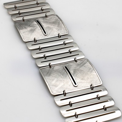 Image Breites Armband, 925er Silber z.T. matt., Karabinerschl., L. ca. 19 - 21,5 cm