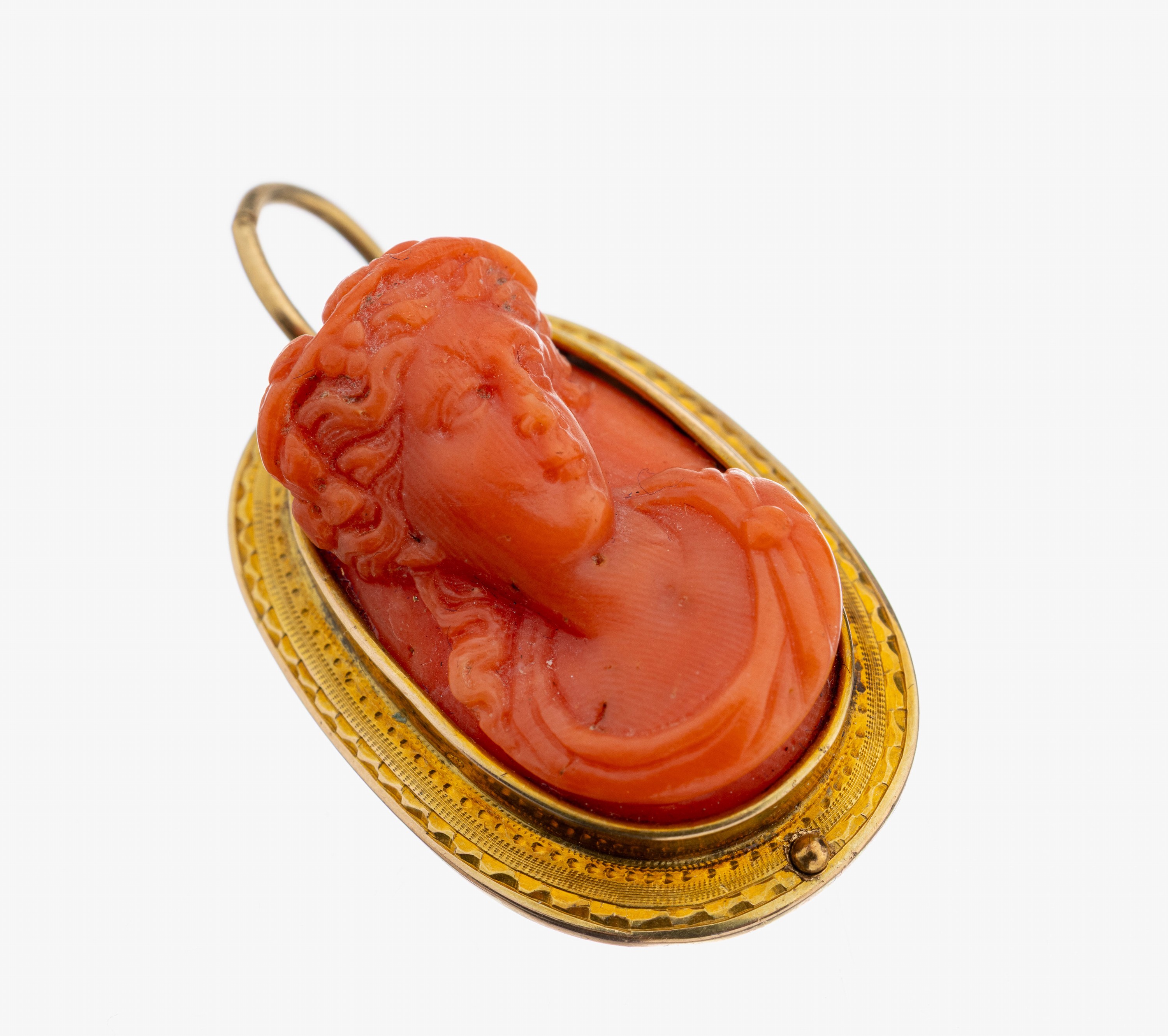 Image 27104709 - 8 kt Gold Korallen-Brosche, um 1870-80, GG 333/000 gepr., hohe Korallen-Kamee, ...