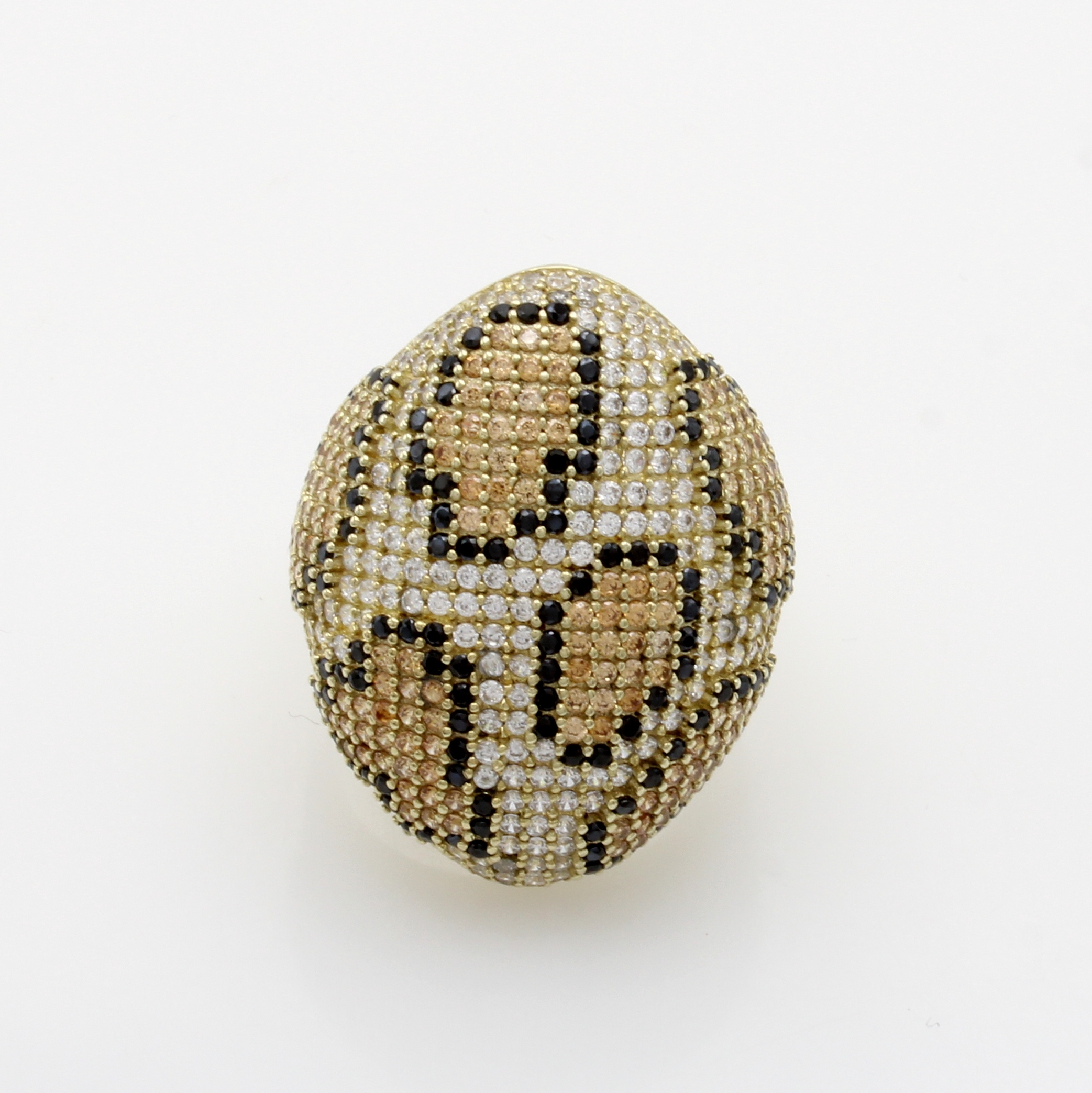 Image 27104719 - Ring mit Zirkonias, 925er Silber vergoldet, weiße und braune Zirkonias, Fleckenmuster, ...