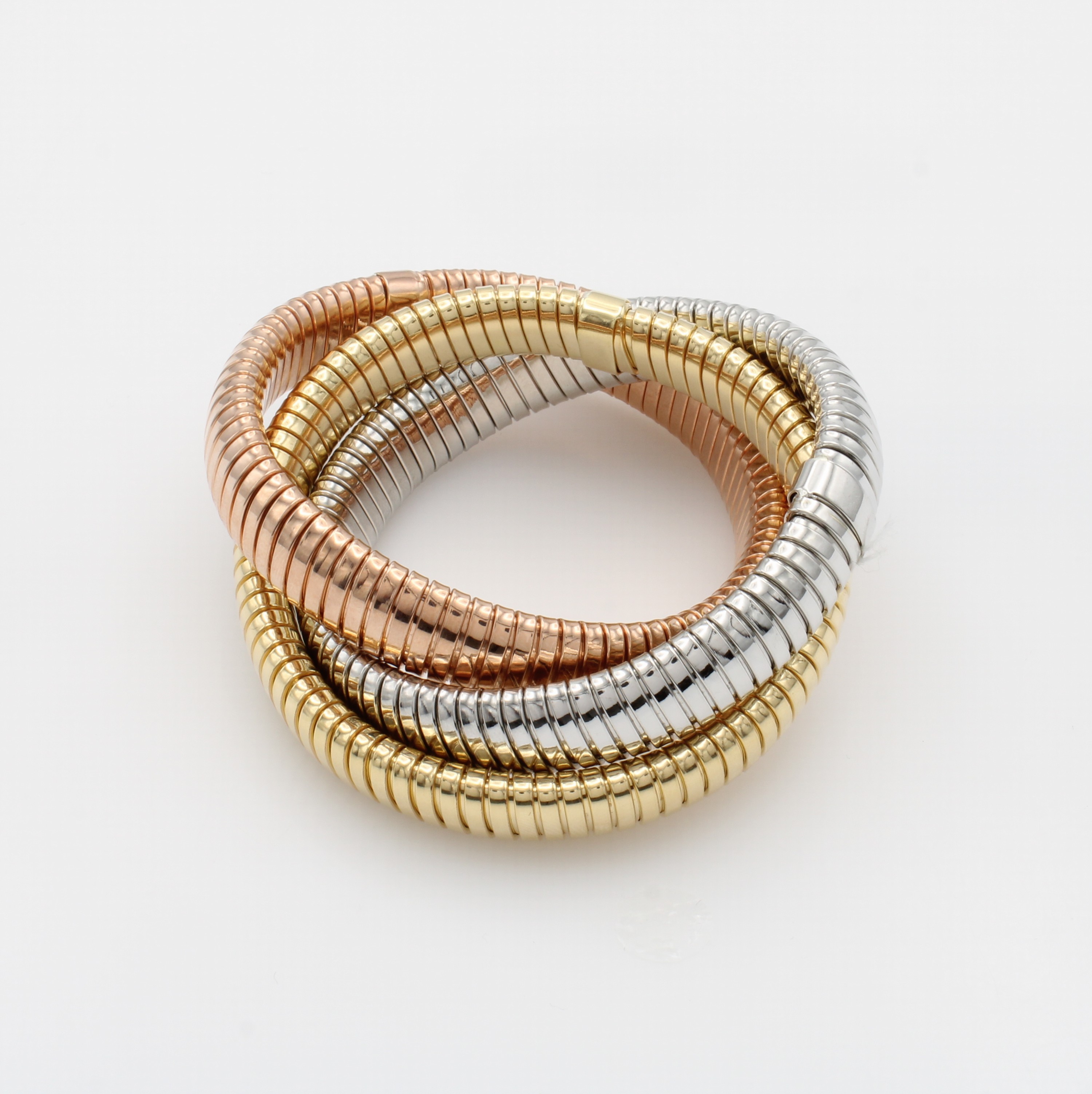 Image 27104735 - 3-reihiger Armreif, 925er Silber z.T. vergoldet und rot vergoldet, flexibel