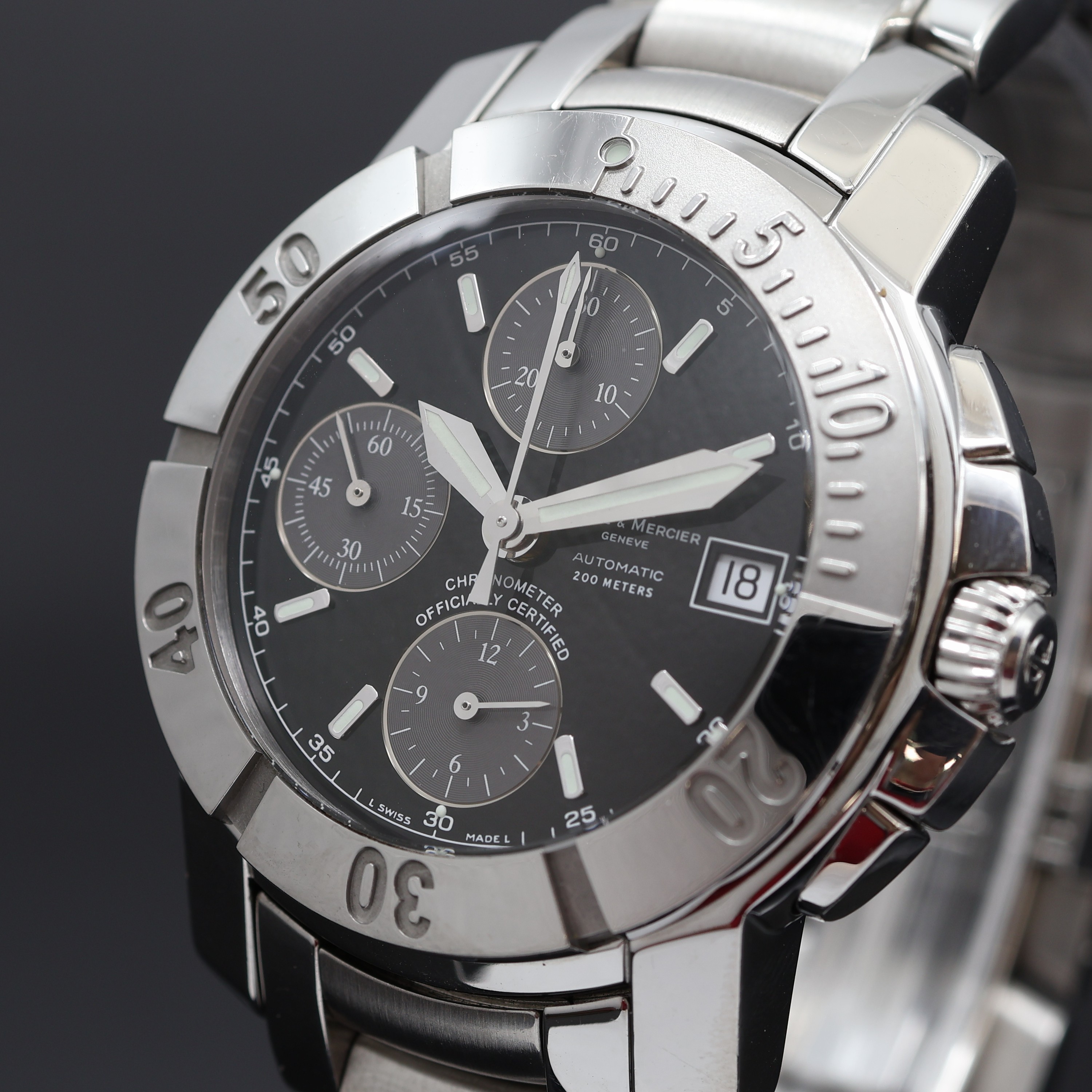 Detail a: BAUME & MERCIER Capeland Armbandchronograph Referenz 65352, Schweiz um 2005, Automatik, verschr. Edelstahlgeh. inkl. Gliederband m. dopp. Faltschl., ...