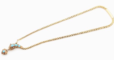 27104701a - 14 kt Gold Türkis-Schlangencollier, um 1860, GG 585/000 gepr., Mittelteil in Form ...