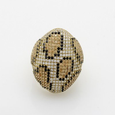 Image Ring mit Zirkonias, 925er Silber vergoldet, weiße und braune Zirkonias, Fleckenmuster, ...