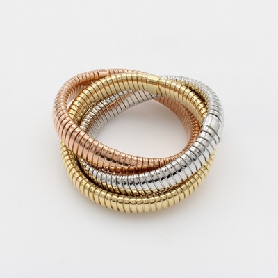 Image 3-reihiger Armreif, 925er Silber z.T. vergoldet und rot vergoldet, flexibel