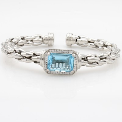Image Armspange mit Zirkonias, 925er Silber, rechteckiger blauer und weiße Zirkonias, D. ca. ...
