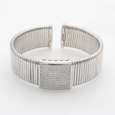 Image Armspange mit Zirkonias, 925er Silber, weiße Zirkonias in quadratisches Mittelteil ...