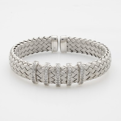 Image Armspange mit Zirkonias, 925er Silber, Zirkonias in 5 Reihen diagonal gef., D. ca. 6 cm