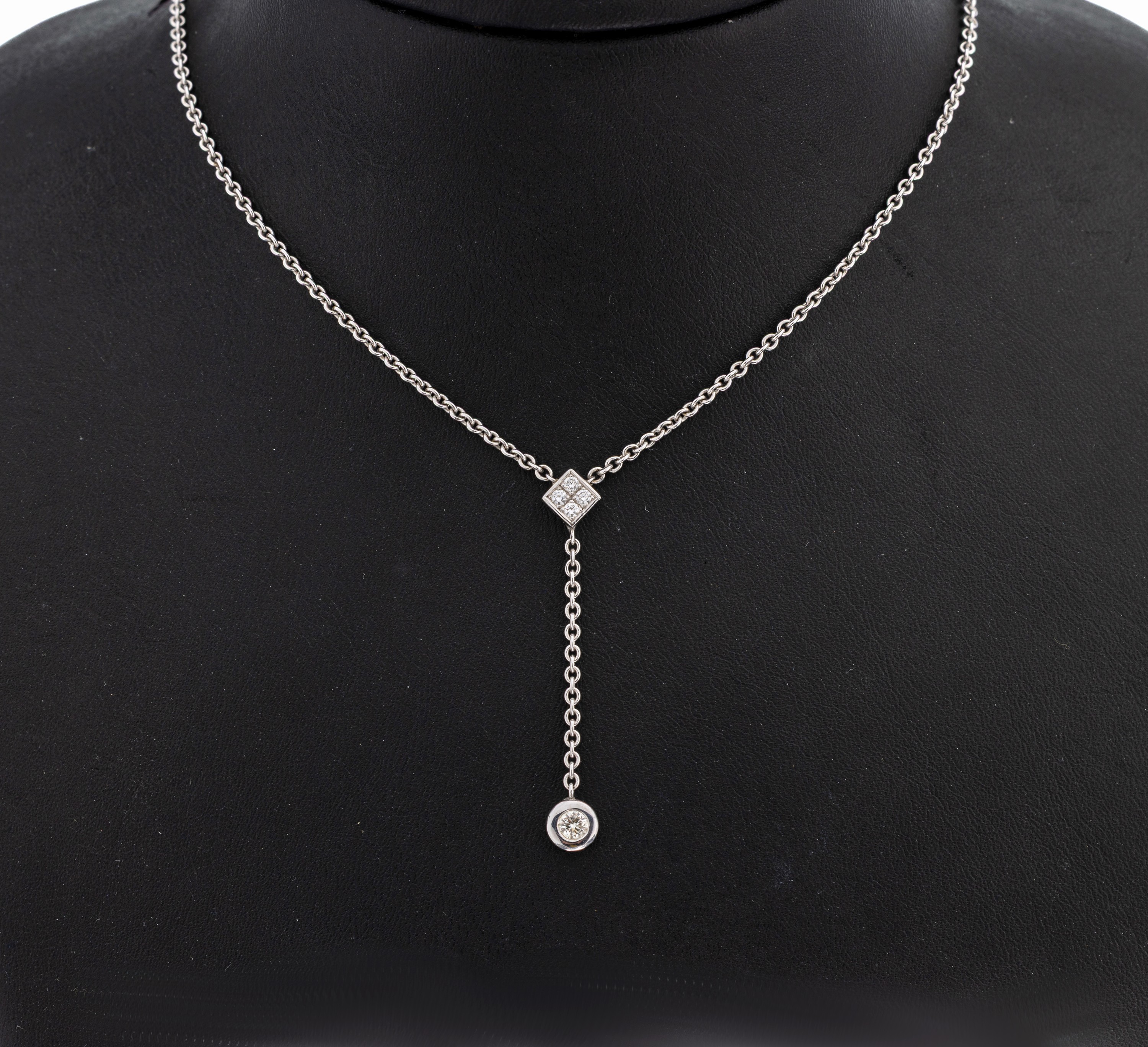 Image 27104854 - 18 kt Gold Brillant-Collier, WG 750/000, Mittelteil quadratisch mit 4 Brillanten zus. ...