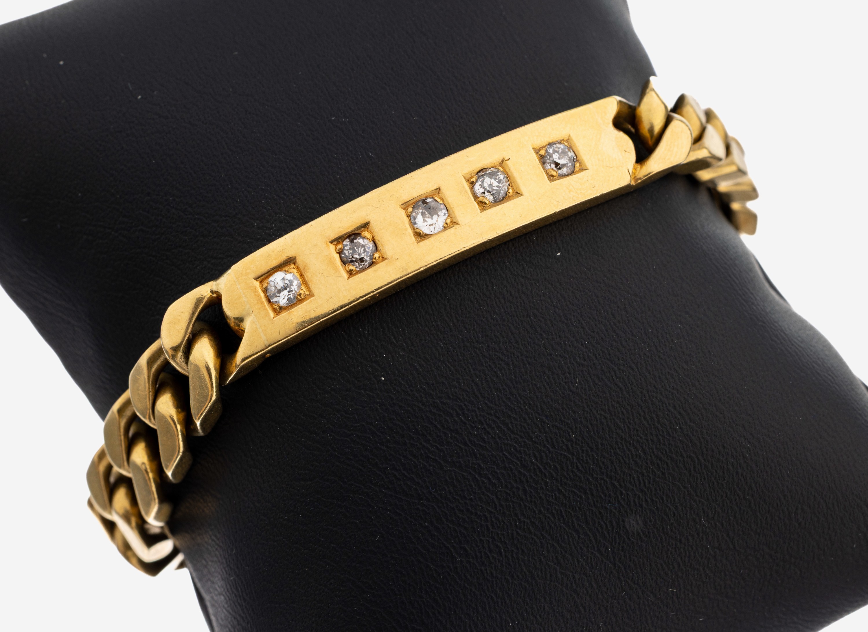Image 27104856 - 18 kt Gold Diamant-Armband, GG 750/000, mittlere Platte mit 5 Altschliffdiamanten ...