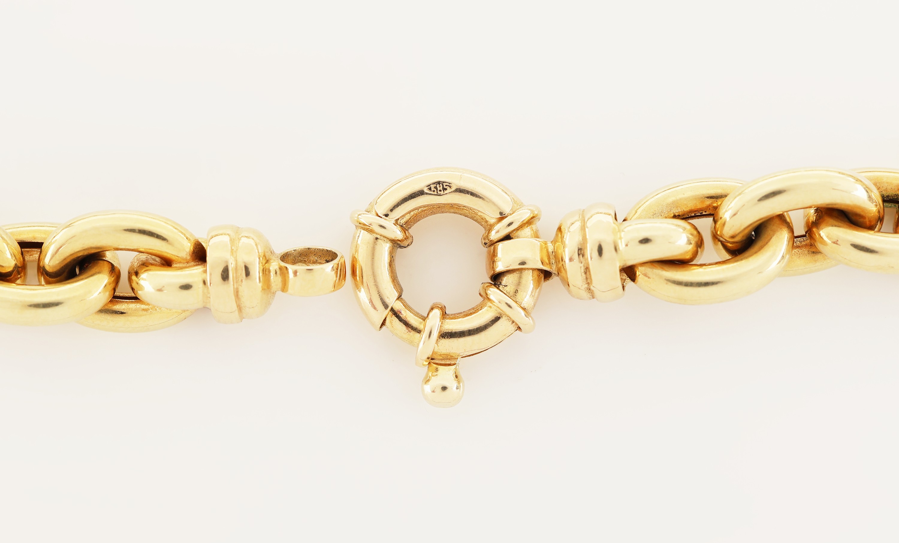 Detail c: 14 kt Gold Diamant-Collier, GG 585/000, Ankerkette im Verlauf, mittiges Glied mit 36 8/8-Diamanten zus. ca. 0.36 ct Weiß/si, herzf. Clipanhänger, ...