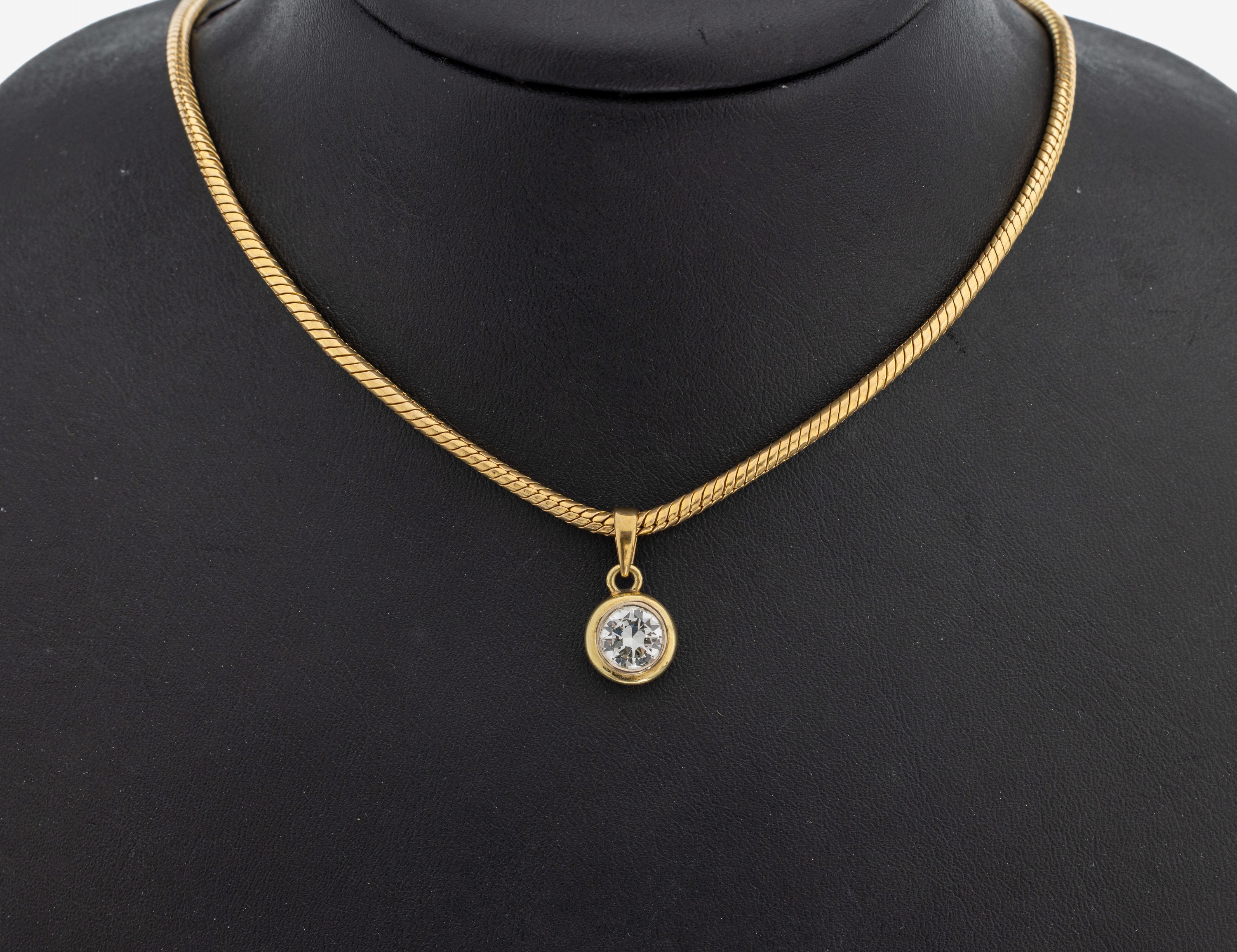 Image 27104859 - 14 kt Gold Brillant-Anhänger, GG 585/000, schlicht, Brillant ca. 1.25 ct Weiß/vs, ...