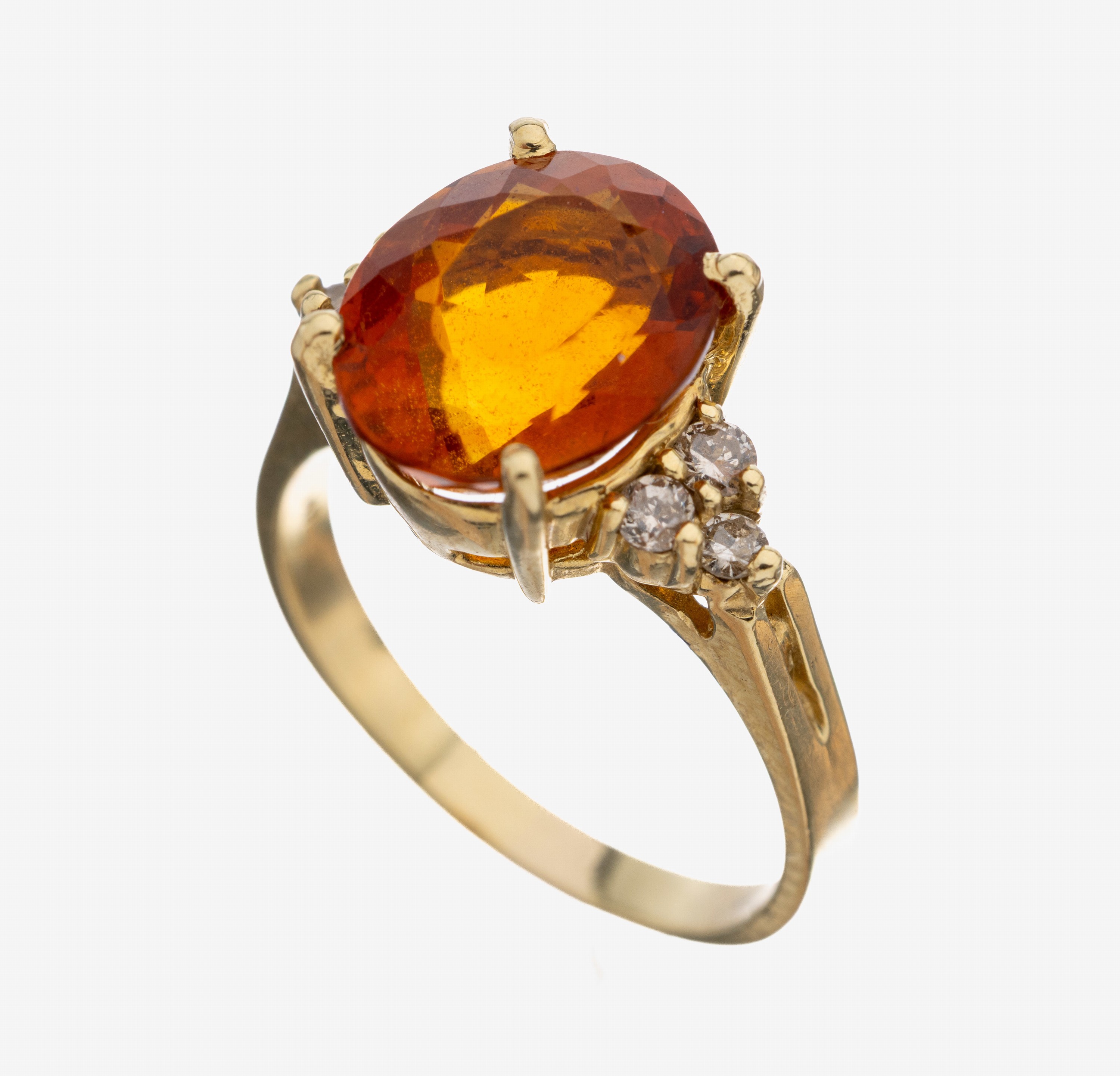 Image 27104862 - 14 kt Gold Citrin-Brillant-Ring, GG 585/000, ovalfacett. Citrin ca. 3.0 ct, schöne ...