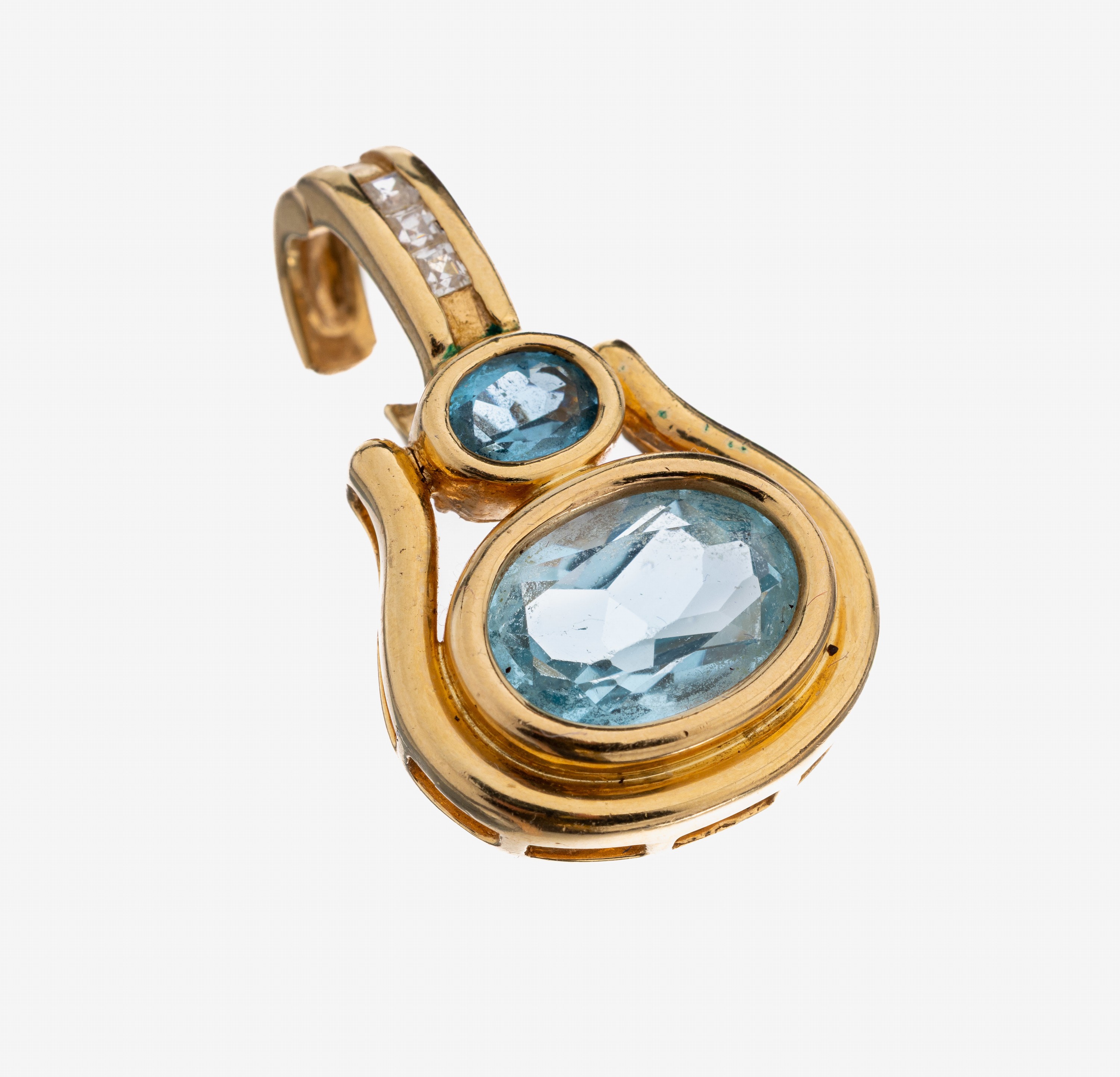 Image 27104874 - 14 kt gold topaz-clippendant , YG 585/000 tested, geometric design, 2 oval bevelled ...