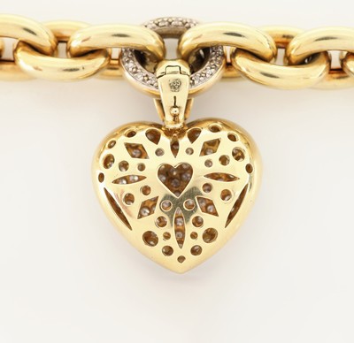 27104857b - 14 kt Gold Diamant-Collier, GG 585/000, Ankerkette im Verlauf, mittiges Glied mit 36 ...