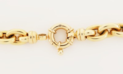 27104857c - 14 kt Gold Diamant-Collier, GG 585/000, Ankerkette im Verlauf, mittiges Glied mit 36 ...