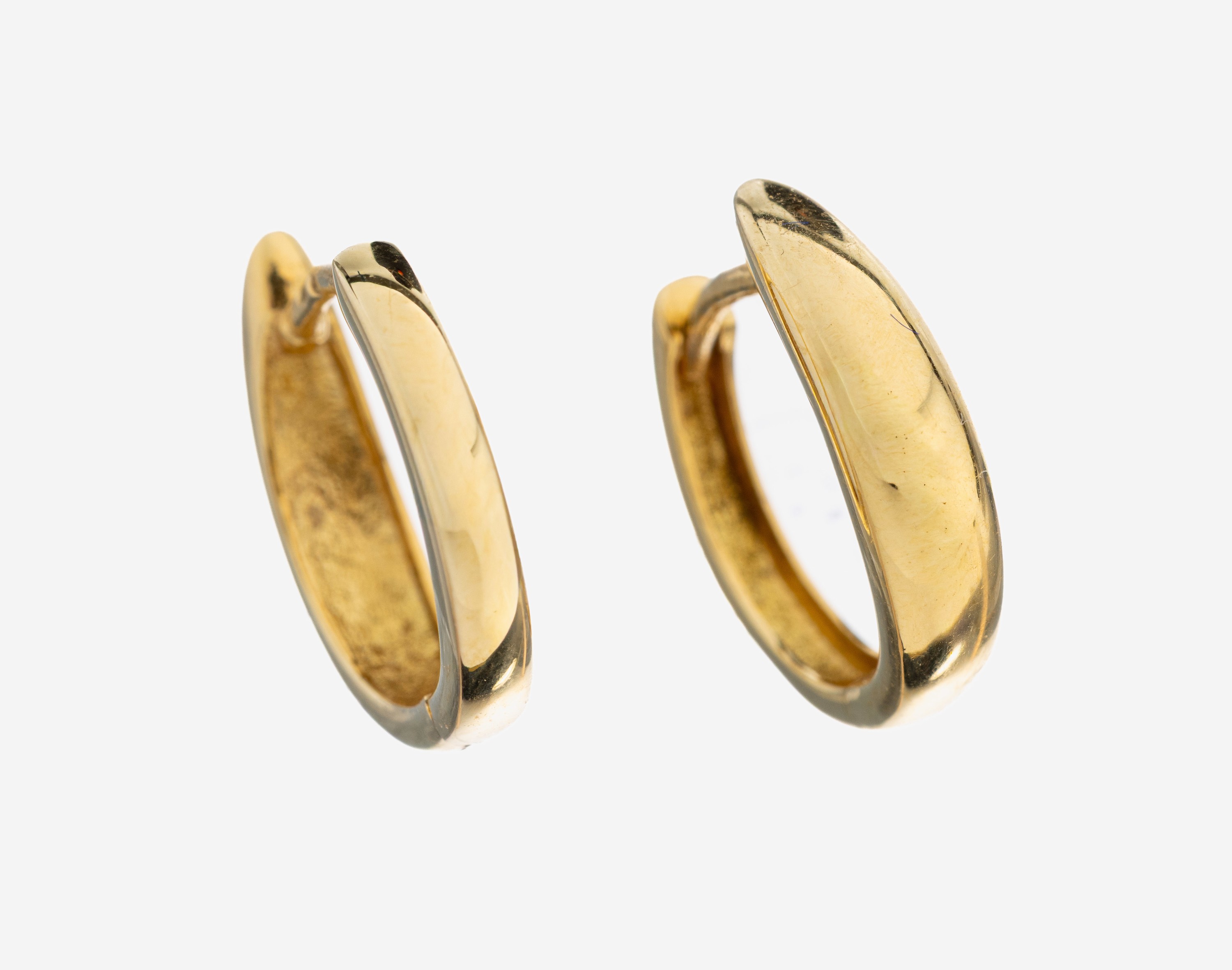 Image 27104931 - Paar 14 kt Gold Ohrcreolen, GG 585/000, schlichte, glatte Form, ca. 10 mm, ca. 2.5 g