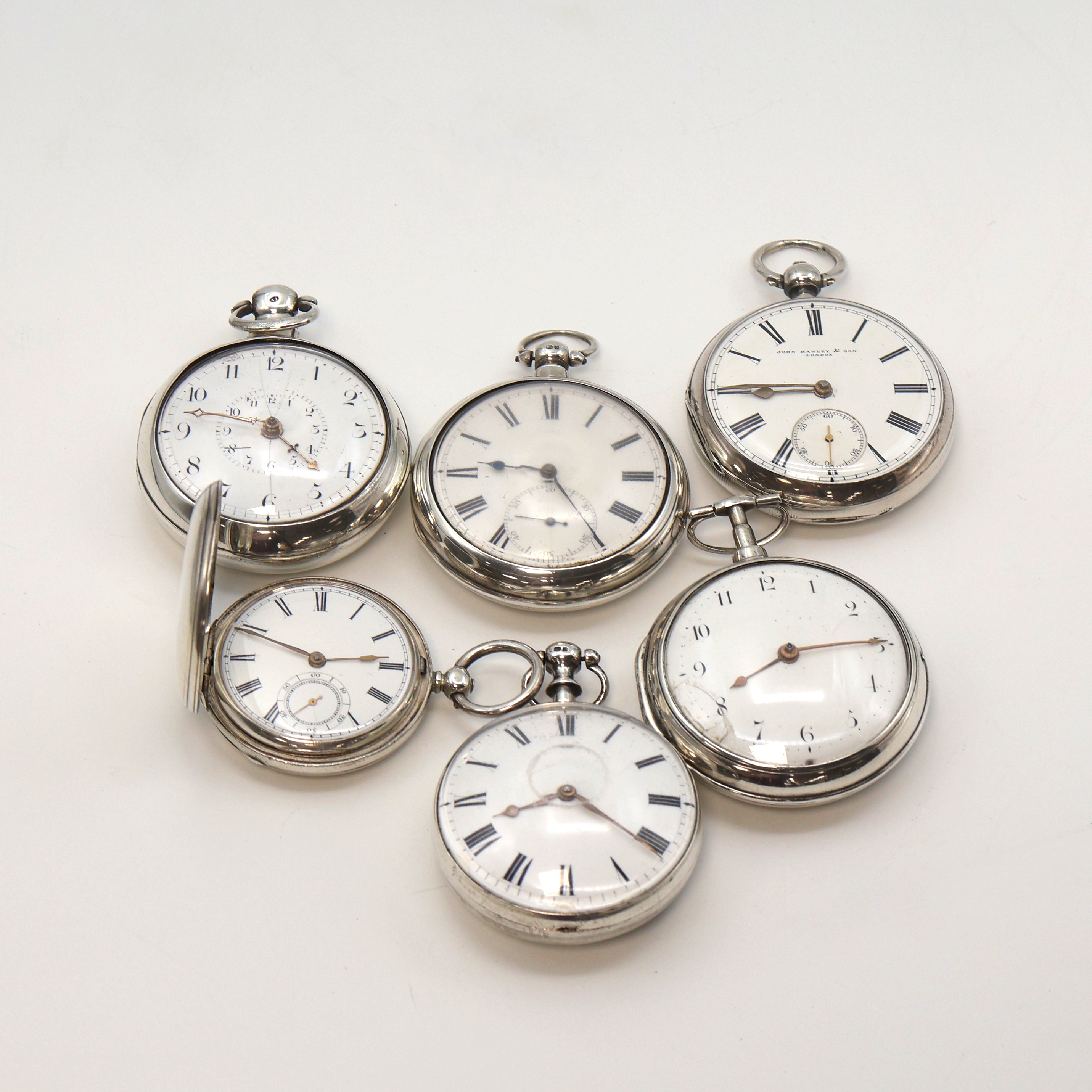 Image 27104965 - Konvolut: 5 offene und eine Savonette Taschenuhr in Silber Gewicht ca. 796g, 3 x mit ...