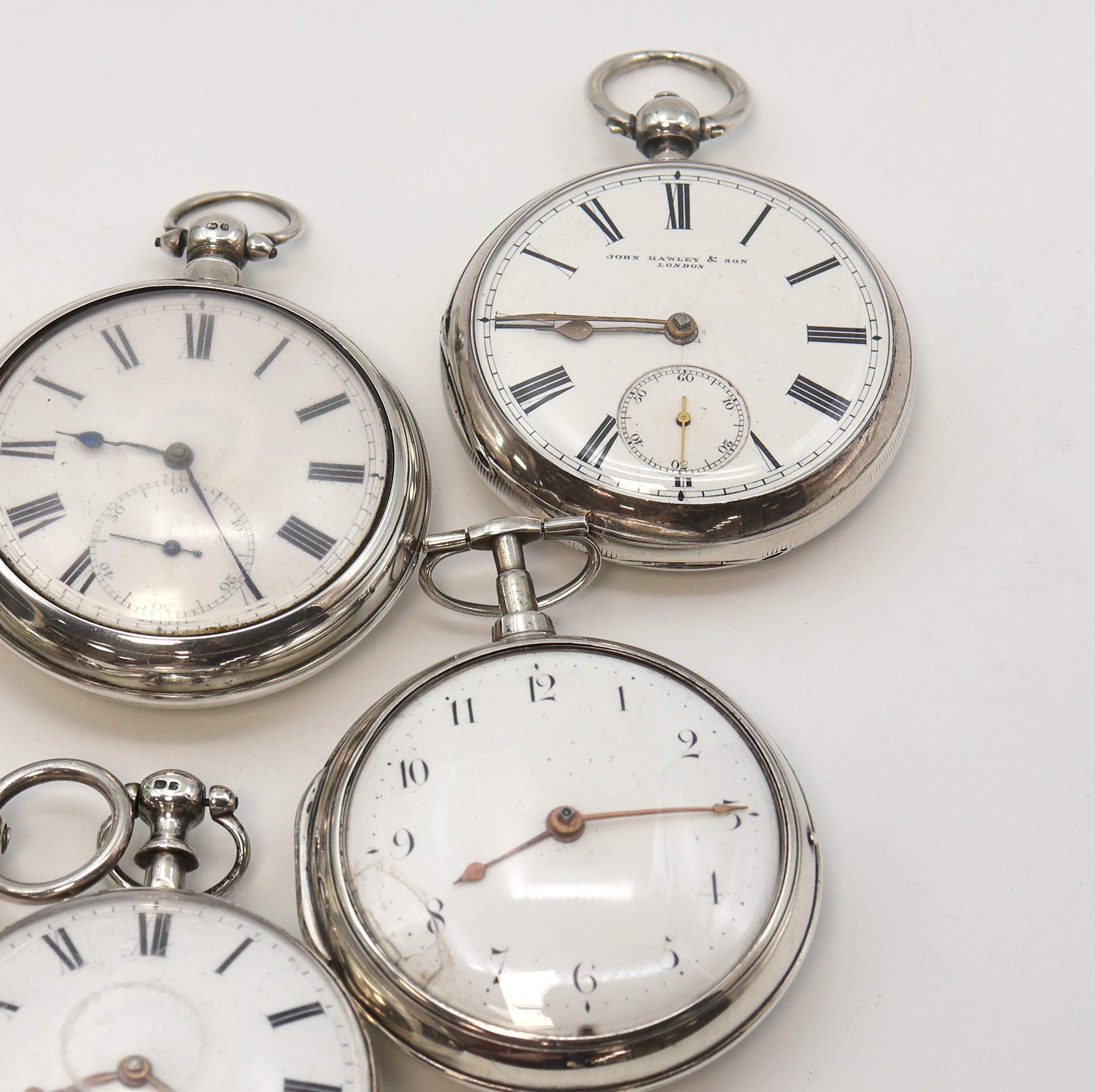 Detail b: Konvolut: 5 offene und eine Savonette Taschenuhr in Silber Gewicht ca. 796g, 3 x mit Spindelwerk und 3 x mit Spitzzahnankerwerk, 3 davon mit ...