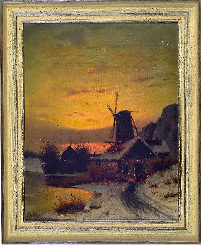 27104955k - Eduard Hein jun., 1854-1918, 2 Pendants: verschneite Winterlandschaften im Abendrot, ...