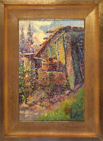 27104957k - F. Bob, datiert 1914, 2 Pendants: Brunnen im Garten, Öl/Lwd, beide signiert, eines ...