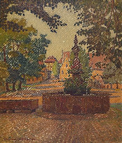 Image Gustav Hofmann-Grötzingen, 1889-1970, Blick auf einen Marktplatz, Öl/Lwd, signiert und ...