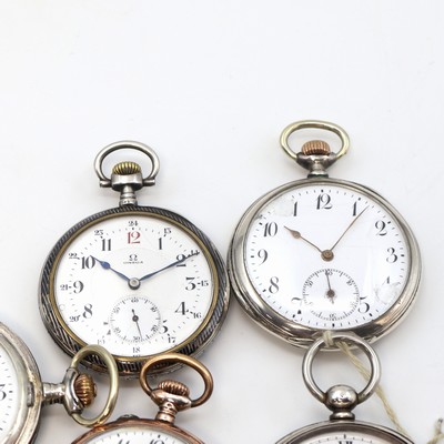 27104974b - OMEGA offene Taschenuhr sowie 4 weitere Silbertaschenuhren, Schweiz um 1870-1910, 1x ...