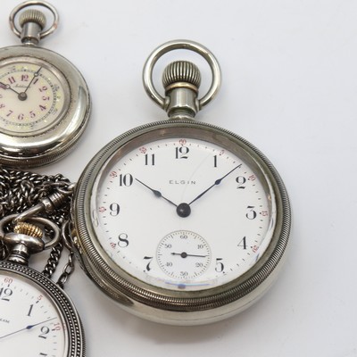 27104977b - Konvolut: 4 Amerikanische Taschenuhren, 2x Elgin, 1x Waltham, 1x Addison, USA um 1900, ...