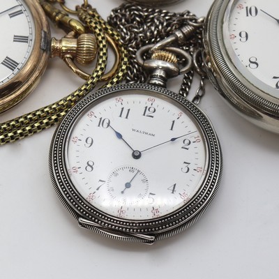 27104977c - Konvolut: 4 Amerikanische Taschenuhren, 2x Elgin, 1x Waltham, 1x Addison, USA um 1900, ...