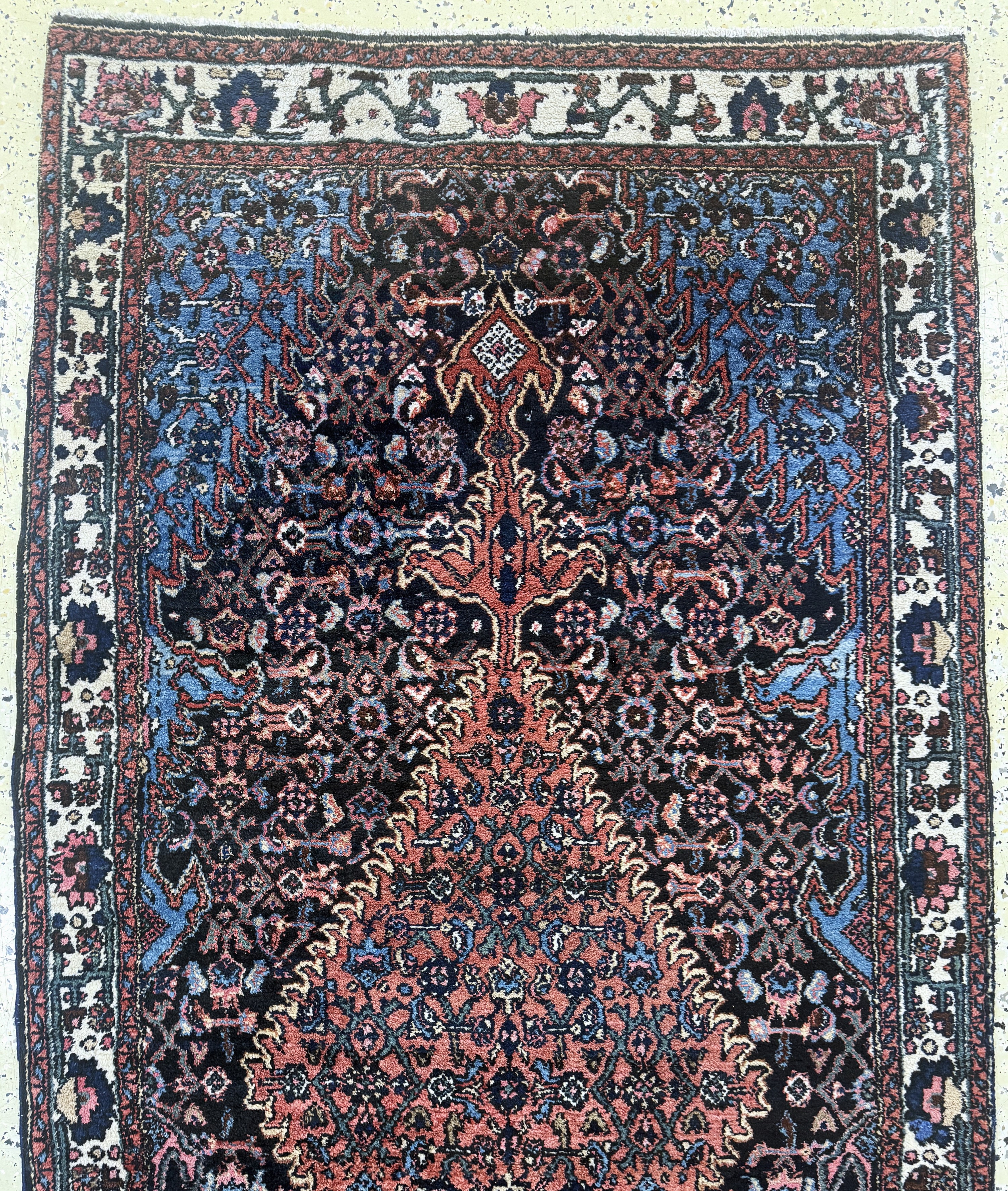 Detail a: Shahsawan, Persien, Mitte 20.Jhd, Wolle aufBaumwolle, ca. 500 x 113 cm, EHZ: 2(restauriert).