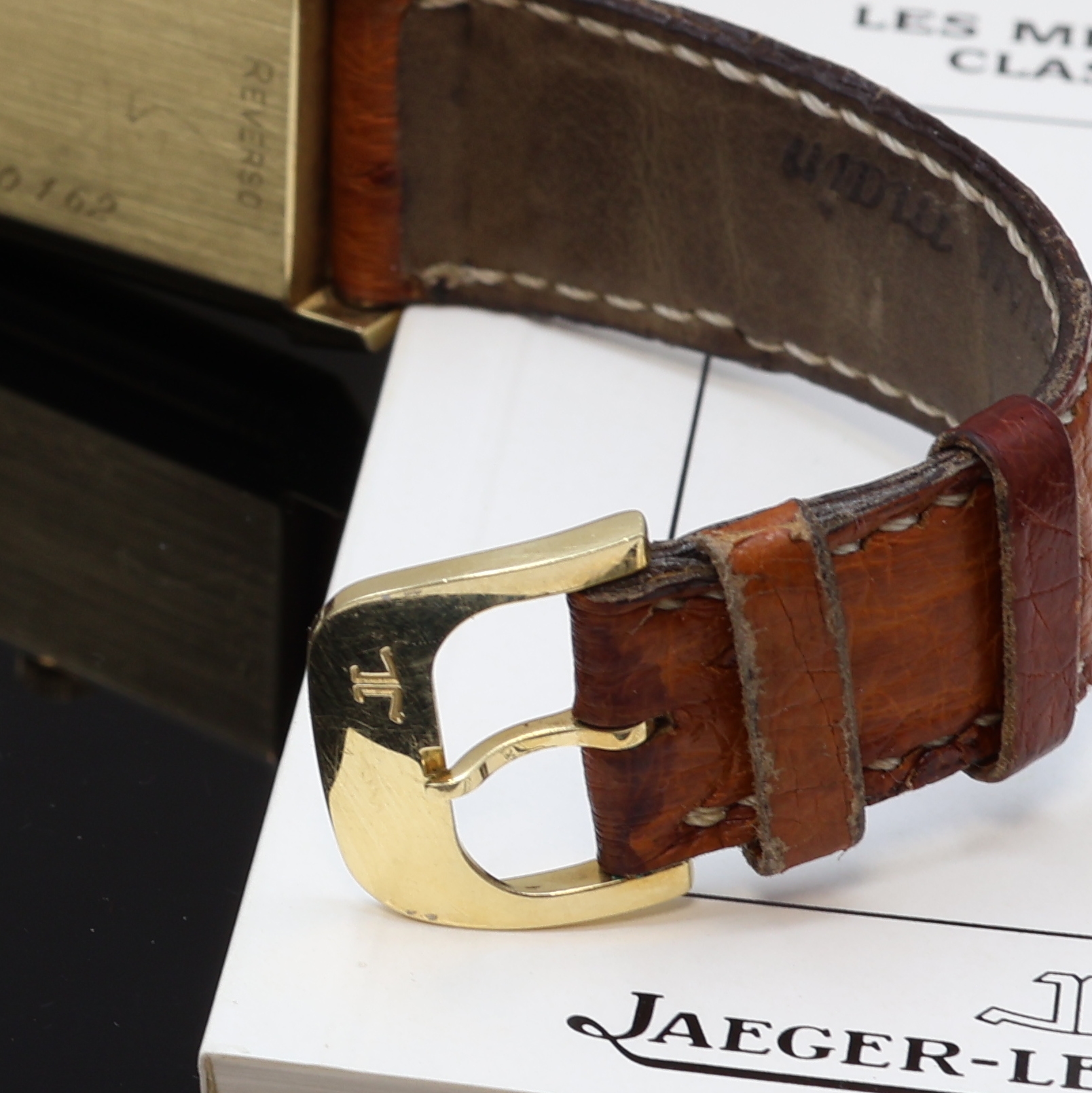 Detail b: Jaeger-LeCoultre Herrenarmbanduhr Reverso Grand Taille in GG 750/000 Referenz 270.1.62, Schweiz verk. lt. beil. Pap. 06/1992, Handaufzug, um 180 Grad ...