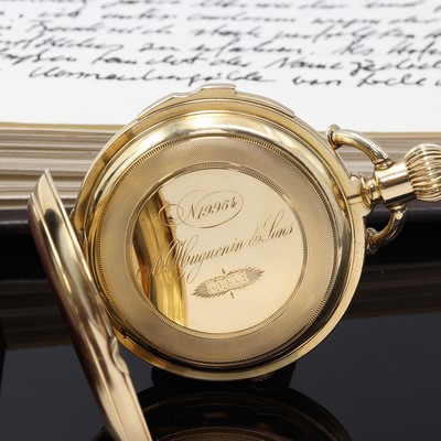 27105323f - HUGUENIN 170 Gramm schwere Herrensavonette in GG 750/000 mit Minuten-Repetition und ...
