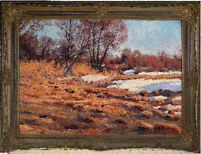 27106117k - Carl Hennig, 1871 Dresden - 1959 Handorf, Winter in Dachauer Moos, oil/canvas, right ...