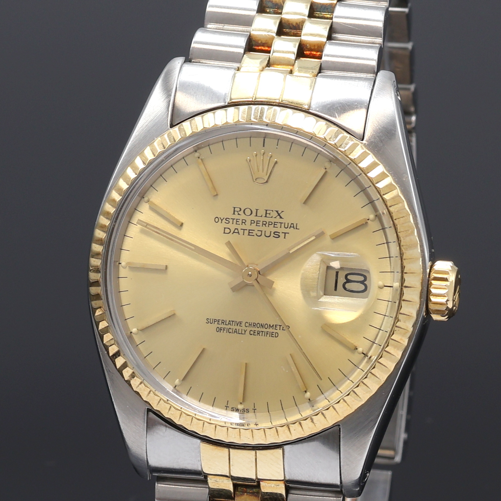 Detail a: ROLEX Oyster Perpetual Datejust Herrenarmbanduhr Referenz 16013, Schweiz um 1979, Automatik, Chronometer der Superlative in Stahl/Gold inkl. ...