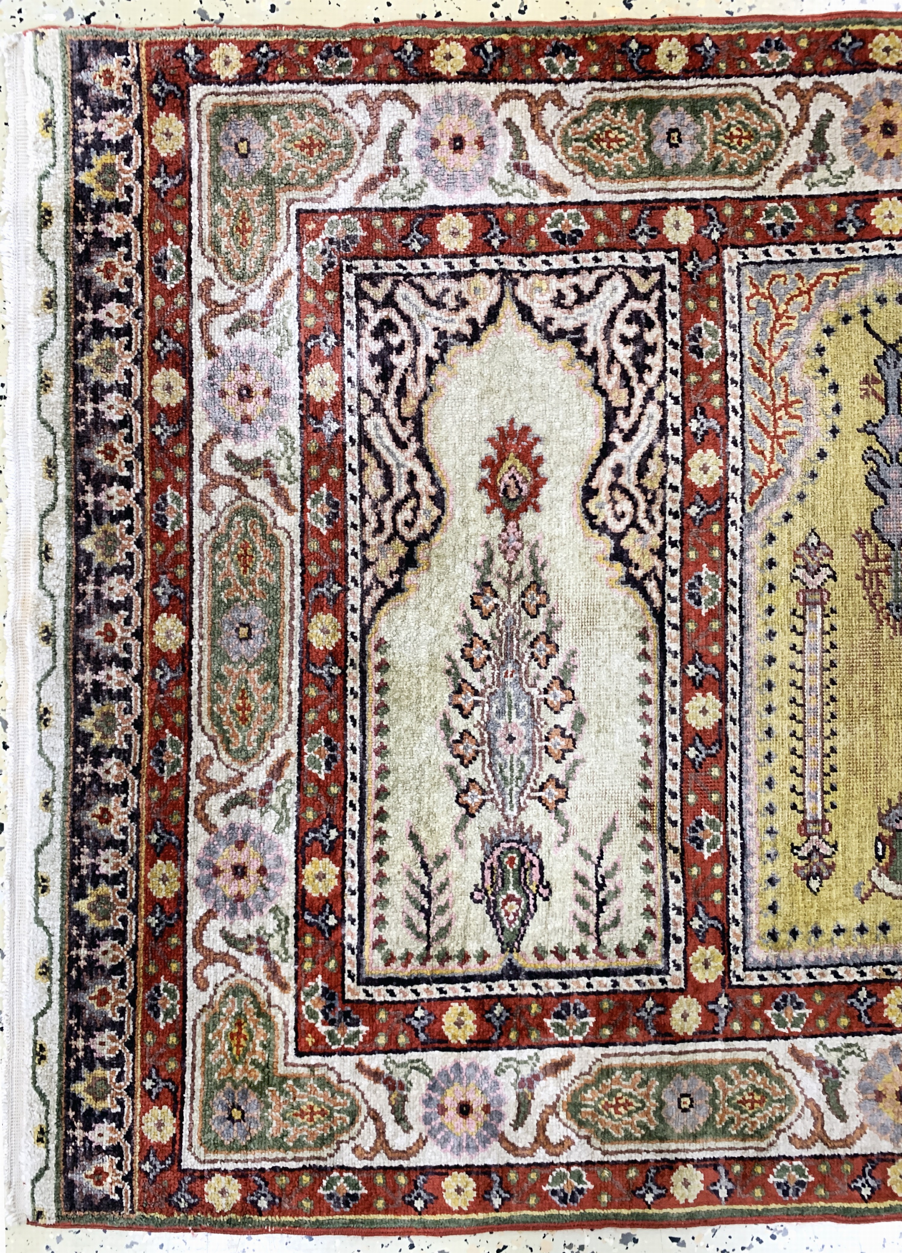 Detail b: Kayseri Flosch"Saf", Türkei, Anfang 20.Jhd,merzerisierte Baumwolle, ca. 130 x 88 cm, EHZ:2-3