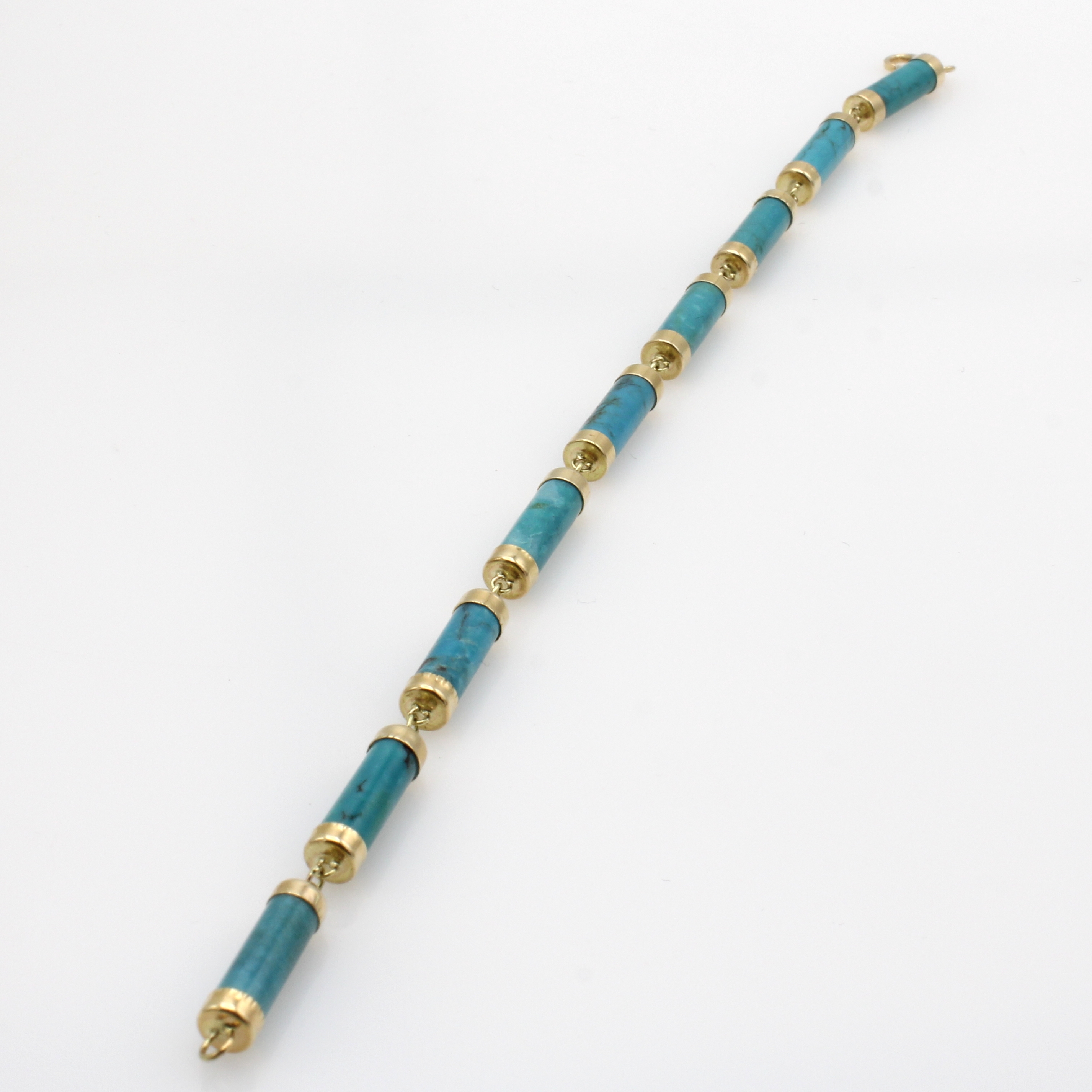 Image 27106560 - Türkisarmband, Karabinerschl. u. Zwischen- teile GG 585/000, L. ca. 18.5 cm ...