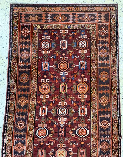 27106540a - Meschgin alt, Persien, Anfang 20.Jhd, Wolleauf Baumwolle, ca. 467 x 100 cm, EHZ: 3 ...