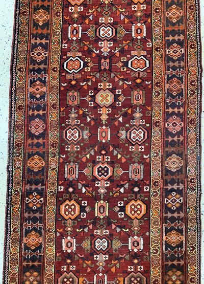 27106540b - Meschgin alt, Persien, Anfang 20.Jhd, Wolleauf Baumwolle, ca. 467 x 100 cm, EHZ: 3 ...