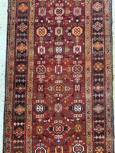 27106540c - Meschgin alt, Persien, Anfang 20.Jhd, Wolleauf Baumwolle, ca. 467 x 100 cm, EHZ: 3 ...