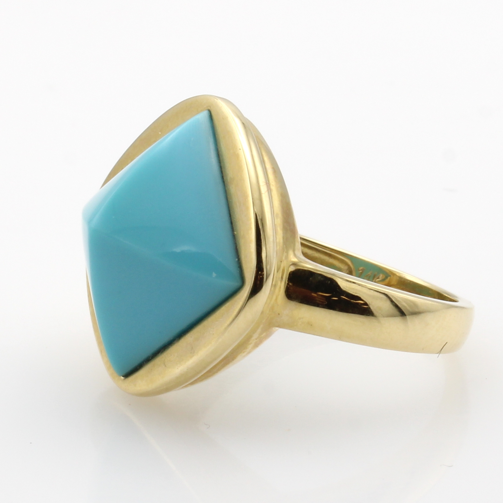 Image 27106706 - Ring mit Türkis, GG 585/000, Türkis pyrami- denf., Maße ca. 12x12 mm, RW ca. 55 ...