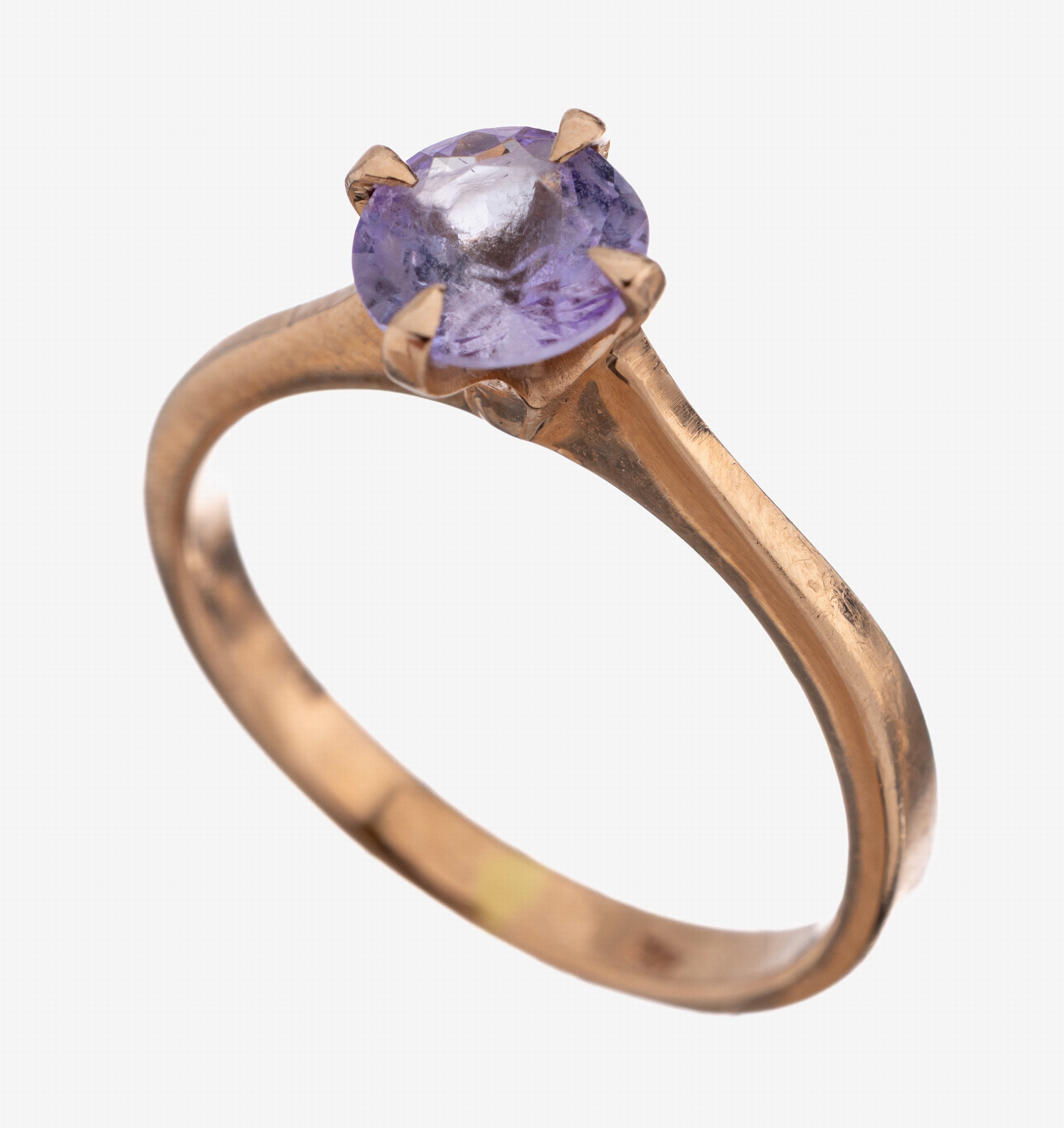Image 27107227 - 14 kt Gold Tansanit-Ring, RoseG 585/000, rundfacett. Tansanit ca. 0.87 ct, RW 50, ca. ...