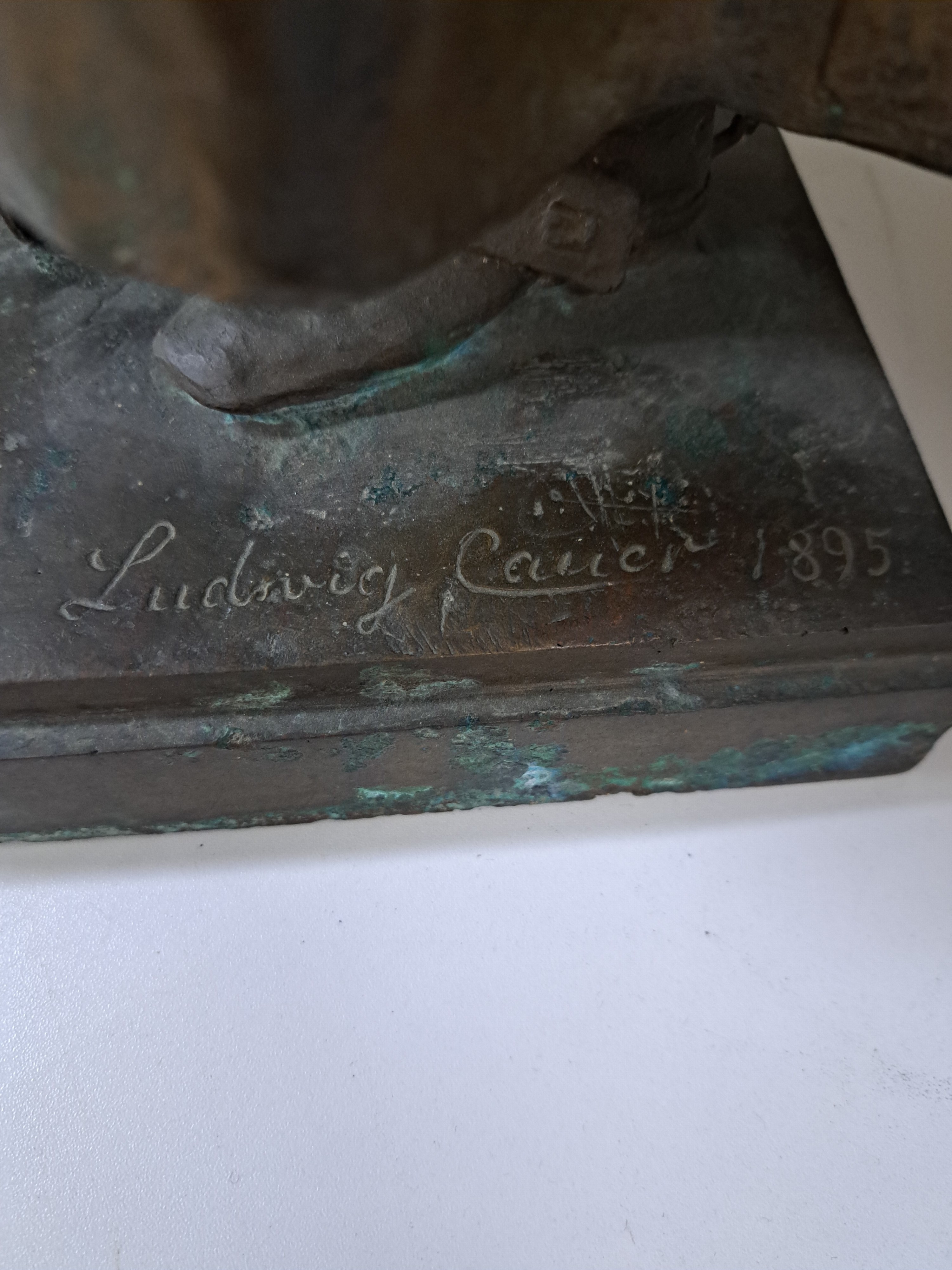 Detail f: Ludwig Cauer, 1866-1947 Bad Kreuznach, großes Standbild des Otto von Bismarck, Bronze patiniert, Guss v. H. Noack, Friedenau- Berlin, vgl. Standbild ...