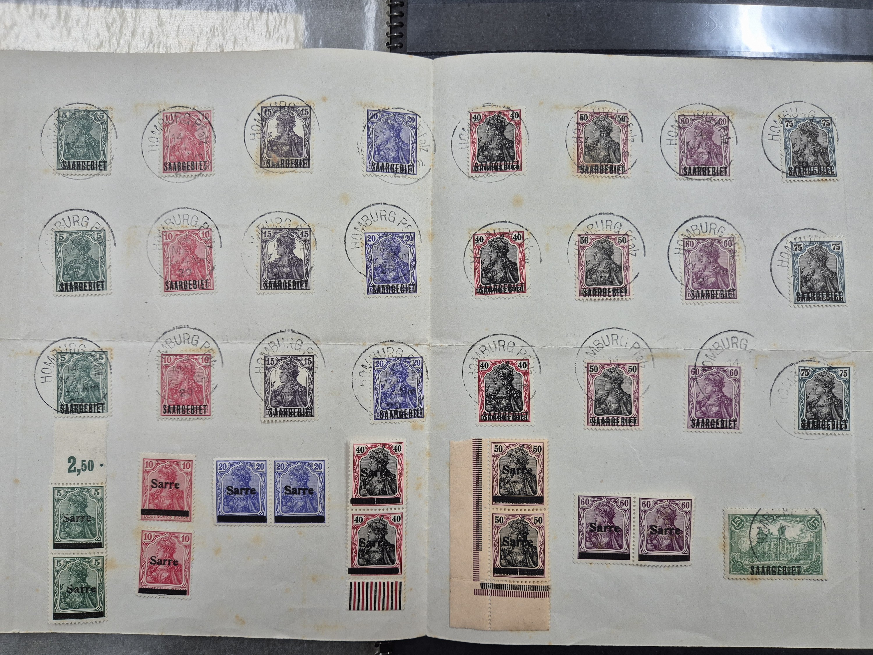 Detail k: Interessante Sammlung Briefmarken und Briefe, alle Welt, überwiegend Altdeutschland, Deutsches Reich und Drittes Reich, gestempelt, Saargebiet und ...