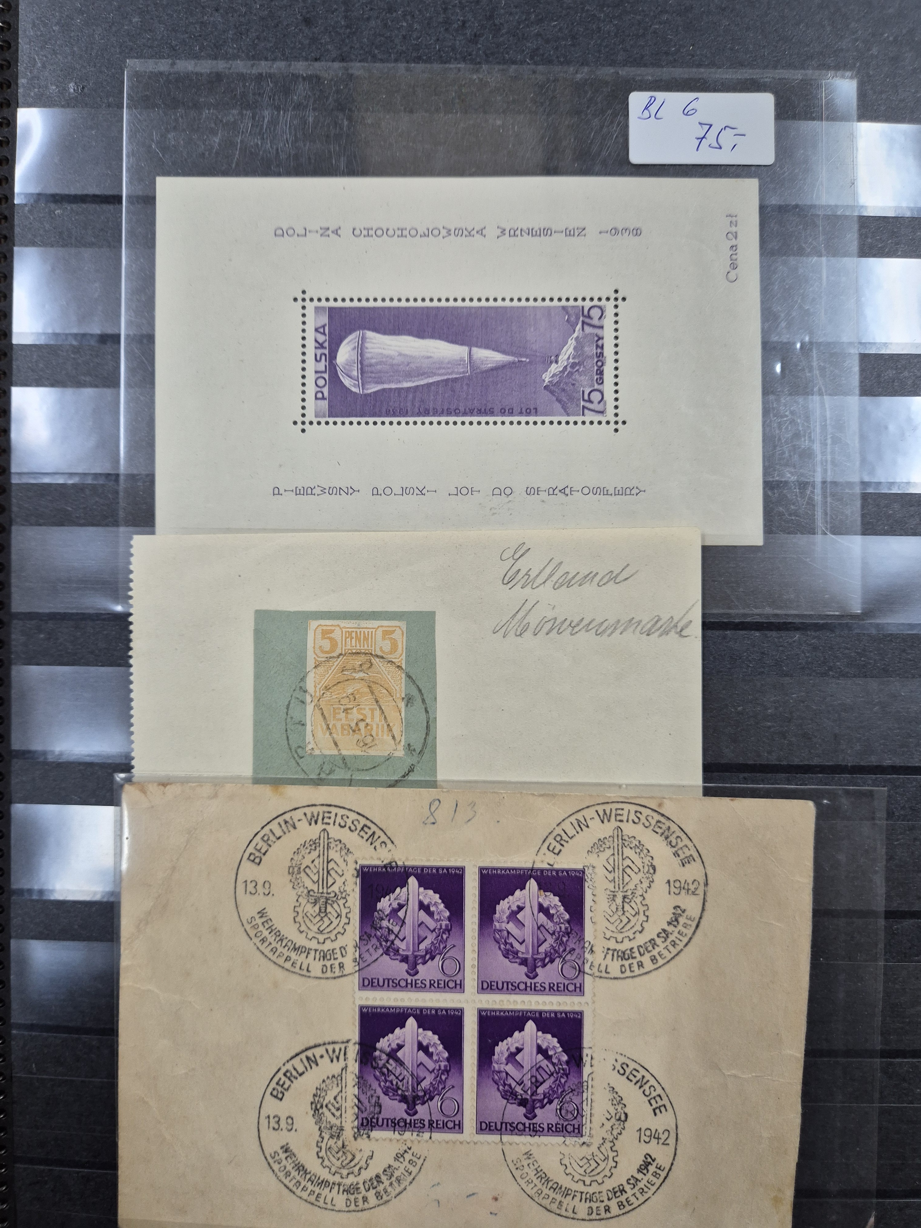 Detail o: Interessante Sammlung Briefmarken und Briefe, alle Welt, überwiegend Altdeutschland, Deutsches Reich und Drittes Reich, gestempelt, Saargebiet und ...
