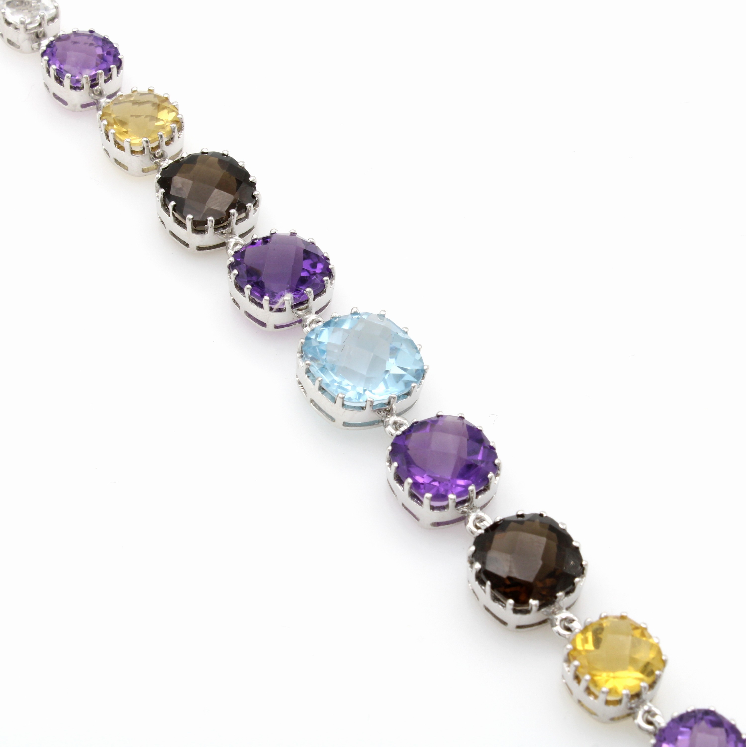 Image 27107779 - Armband mit Farbsteinen, 925er Silber, Blautopas (beh.), Amethyste, Citrine, Rauch- ...