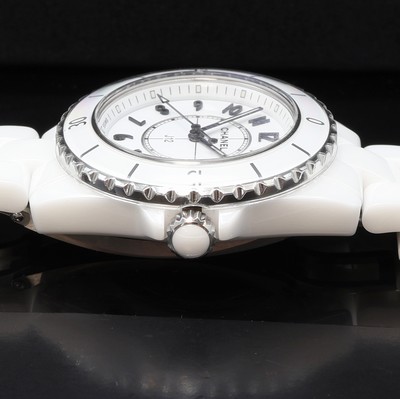 27107764d - CHANEL J12 neuwertige Damenarmbanduhr Referenz H5698, quarz, weißes Keramikgeh. inkl. ...