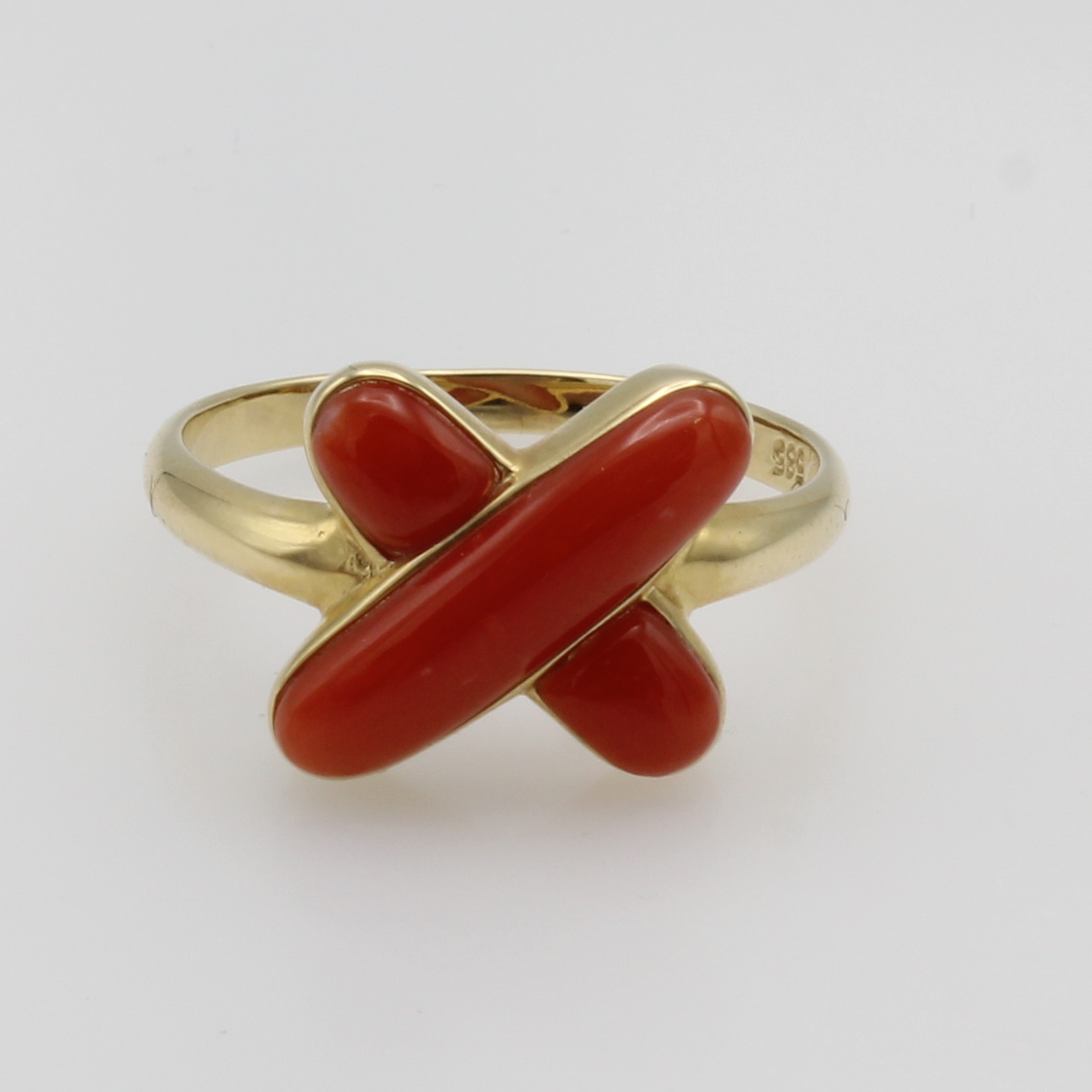 Image 27107806 - Ring mit Korallen, GG 585/000, Korallen in Kreuzform, Versand nur innerhalb der EU, RW ...