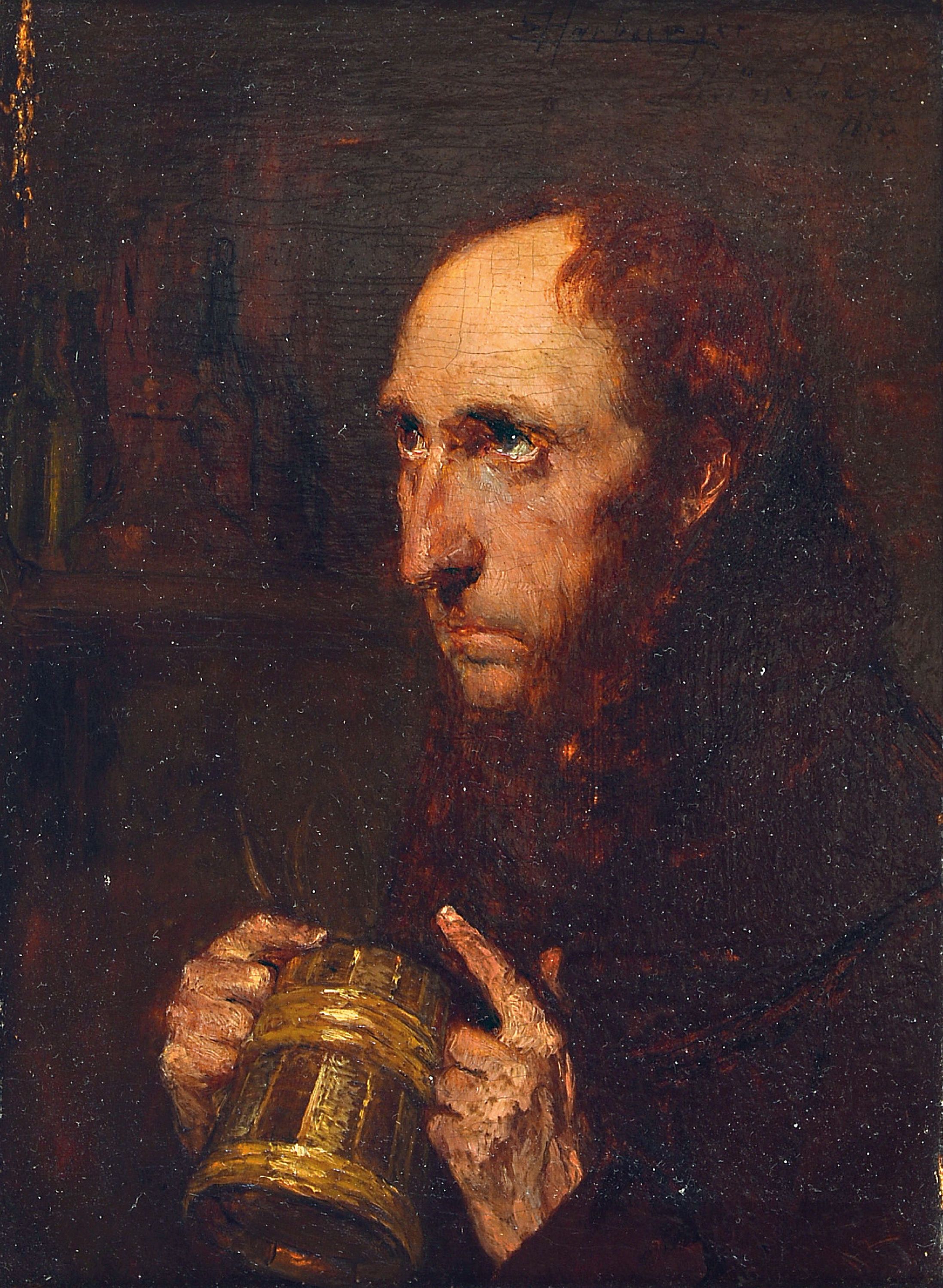 Image 27108000 - Edmund Harburger, 1846 Eichstätt-1906 München, volkstypisches Porträt eines Mönches ...