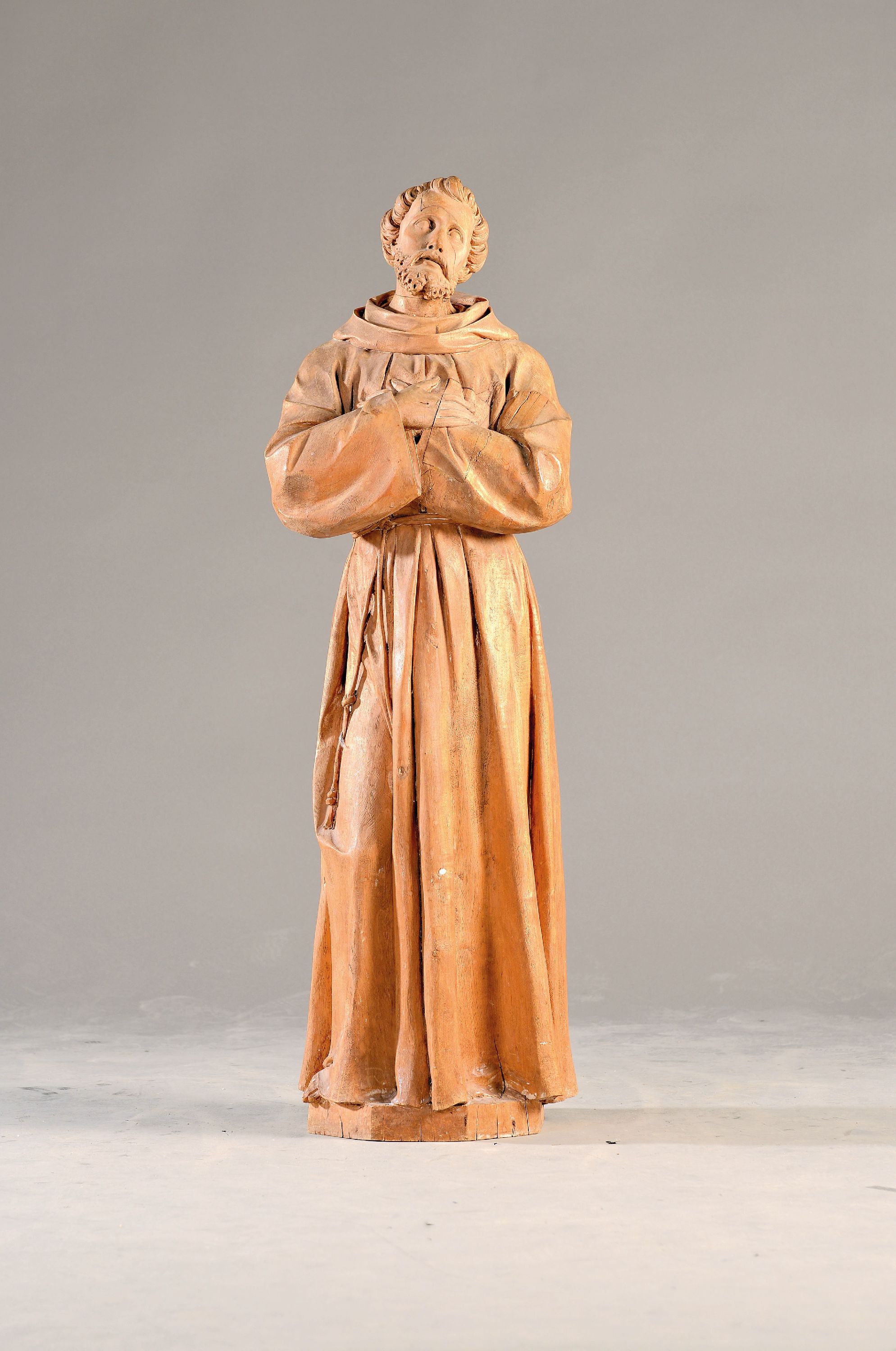 Image 27108245 - Heiligenfigur, wohl süddeutsch, Hl. Franziskus, 19. Jh., Lindenholz geschnitzt, ...